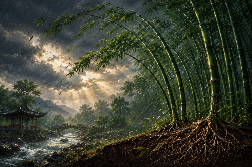 La resiliencia del bambú: Flexibilidad ante la tormenta y fuerza interior